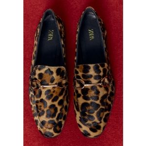 ZARA LEATHER ANIMAL PRINT LOAFERS SIZE 6.5